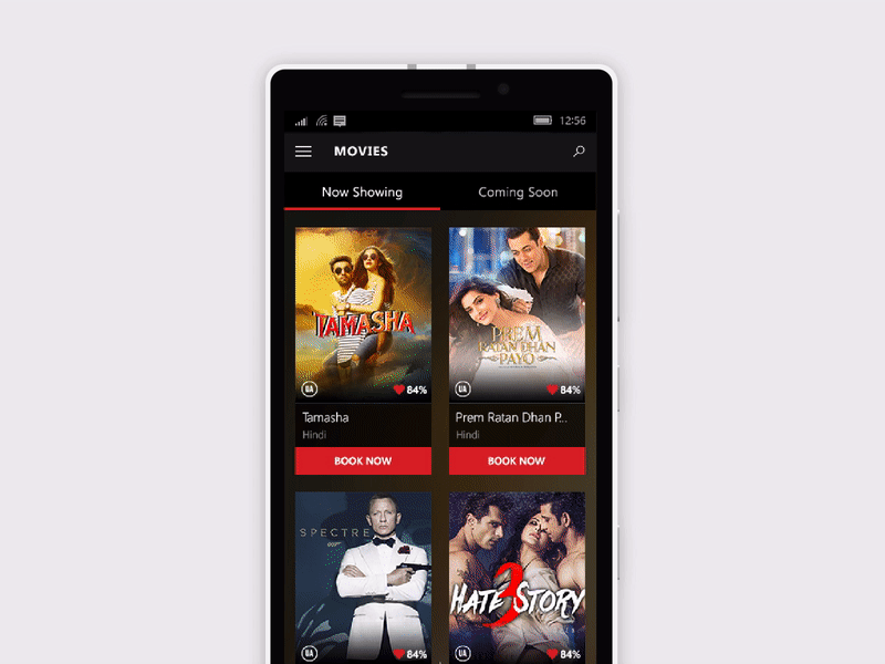 BookMyShow UWP – Movie Booking Flow booking bookmyshow case study interaction movie ui uwp ux windows 10