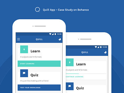 Quill App – Case Study android behance case study e learning edtech education learning material quiz test ui ux