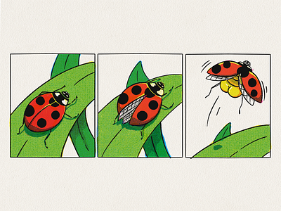 Ladybug butt comic halftone illustration insect procreate retro texture three panel