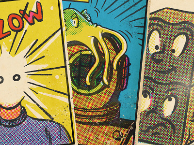 Season of the Bad Guys color halftone comic digital art illustration texture trading card trading cards