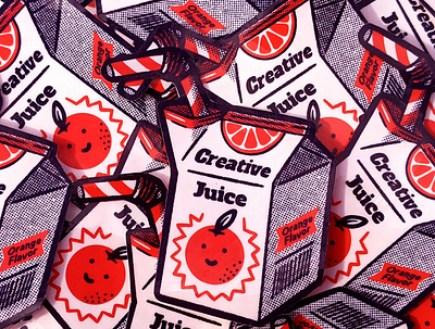 Creative Juice Sticker art creative juice design halftone illustration juice juice box procreate retro sticker texture