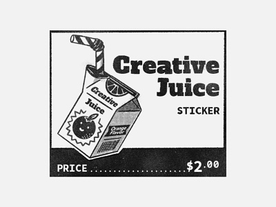 Newspaper Ad for Creative Juice Sticker ad art black and white branding design digital art graphic design halftone illustration newspaper ad procreate retro sticker texture vintage
