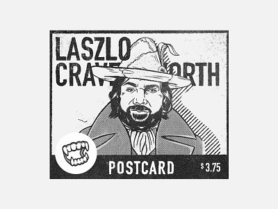 Newspaper ad for Laszlo Cravensworth Postcard ad art black and white character design digital art graphic design halftone illustration laszlo cravensworth postcard procreate retro texture vintage what we do in the shadows