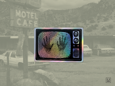 Poltergeist, Holographic and Sticker art design halftone holographic illustration procreate retro sticker television texture tv vintage