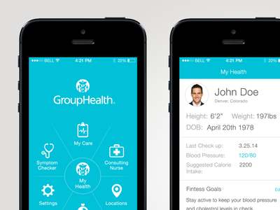Group Health iOS app dashboard ui ux