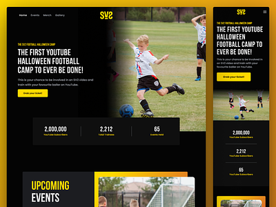 SV2 - Football YouTuber Event & Merch Website Design branding design football graphic design merch soccer sport typography ui ux web website