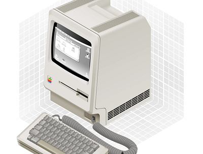 MELA128K apple computer illustration isometric retrocomputer vintage