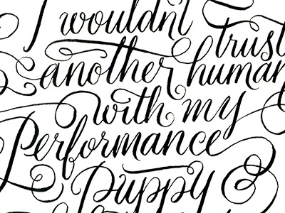 mad love to Jim's new puppy brush pen flourish hand lettering lettering