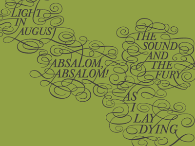 Faulkner swirl time book cover ornamentation typography