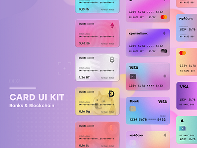 Credit card UI Kit app bank banking banking app bitcoin blockchain card credit card crypto currency design dogecoin etherium finance litecoin monero nft ui ux