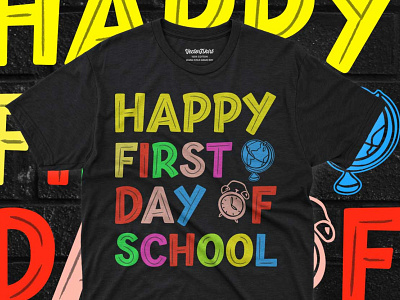 First-day of school t-shirt design first day school graphic design pod designer school shirt shirt design tshirt design typography