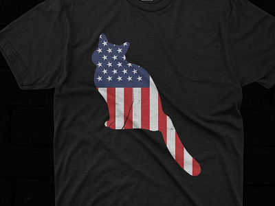 Cat With American Flag Design, Cat 4th Of July Design, Cat USA cat merika typography