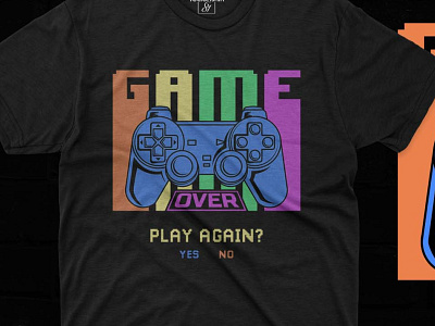 GAME OVER PLAY AGAIN, VIDEO GAMER T-SHIRT DESIGN