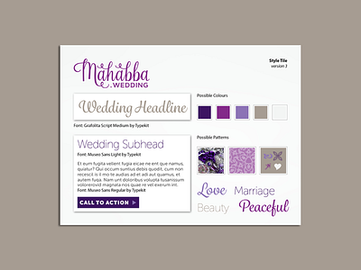 Mahabba Wedding Style Tile branding colour design design process font mood board style tile typeface ui design ux design web design wedding