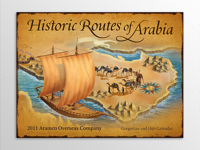 Historic Routes of Arabia arabic arabic roots calendar calendar design cartography creative history print print production printing trade typography