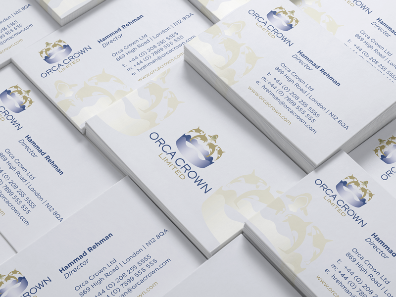 Orca Crown Businesscards graphic design logo type business cards orca stationary print logo branding brand design creative