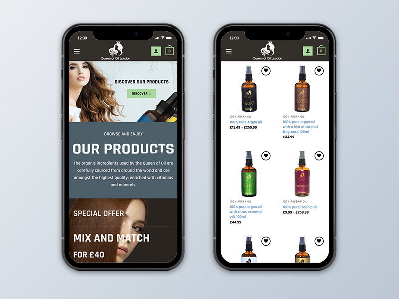 Queen Of Oil digital skincare interface creative inspiraldesign ux branding ui design