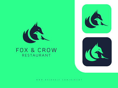 Fox and Crow Logo branding crow design fox graphic design illustration illustrator logo minimal typography vector