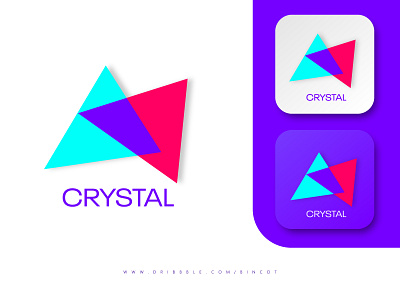Crystal Logo and App Icon Design app branding crystal design graphic design icon illustration illustrator logo minimal typography ui ux vector