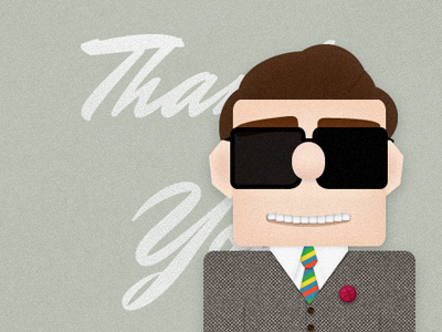Thank You card character dribble illustration person pin stripes thank you tweed