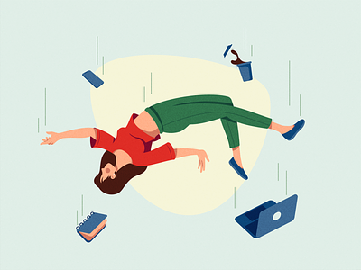 Falling - Illustration Process alone character character design falling flat girl graphic illustration people vector