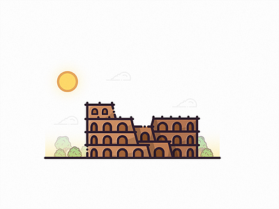 Colosseum colors colosseum design illustration minimal monument travel ui vector