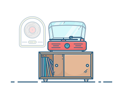 Vinyl Player collection icon illustration player retro table ui vector vinyl