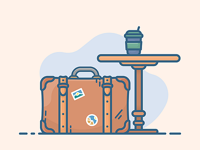 At Airport adventure airport icon illustration suitcase travel trip ui vector voyage