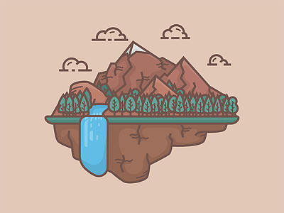 Waterfall #3 color forest icon illustration mountain nature ui vector waterfall