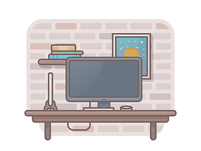 Workspace! desk desktop icon illustration macbook minimal ui work workspace