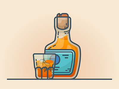 Whiskey blue challenge drink icon illustration minimal orange ui vector whiskey