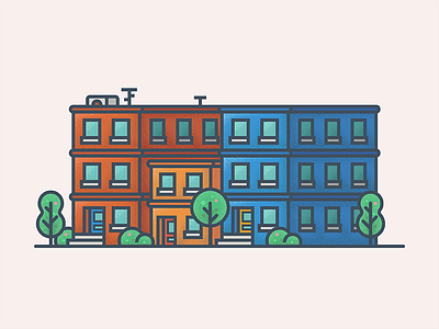 City Street building home house icon illustration minimal street tree ui vector