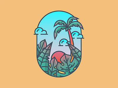 Tropical beach icon illustration leaf leaves minimal nature travel tropical ui vector