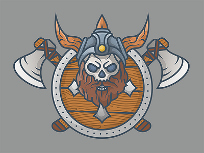 Viking challenge icon illustration minimal nordic skull ui vector viking warrior