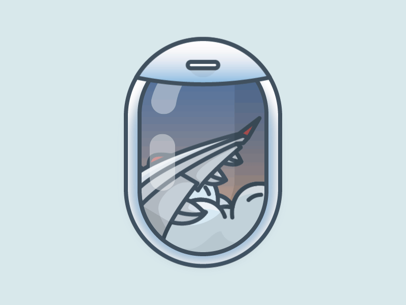 Through the Airplane Window airplane window clouds flying icon illustration minimal sky ui vector