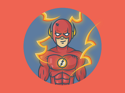 Flash challenge character illustration comic flash icon illustration minimal speedster superhero ui vector