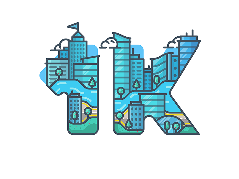 1K challenge city illustration dribbble followers icon illustration minimal modern illustration ui vector
