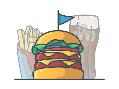 Big Burger burger burger illustration challenge cola fast food fries icon illustration minimal ui vector