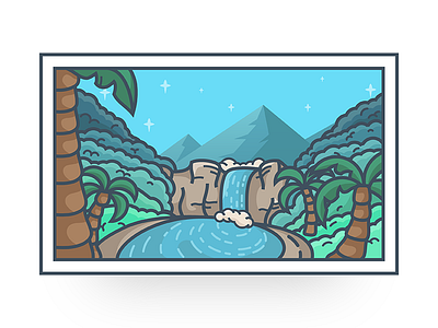 Waterfall #4 adventure challenge icon illustration minimal mountain nature illustration tree tropical ui vector waterfall