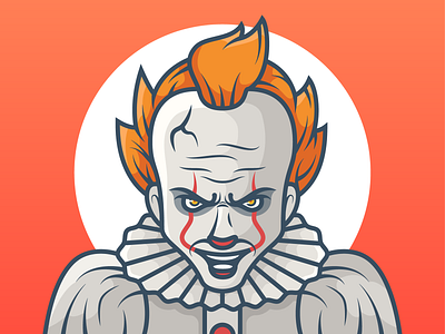 Pennywise character illustration clown clown illustration design halloween halloween illustration icon illustration minimal pennywise vector