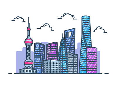 Shanghai adventure city cityscape design icon illustration minimal shanghai travel trip vector