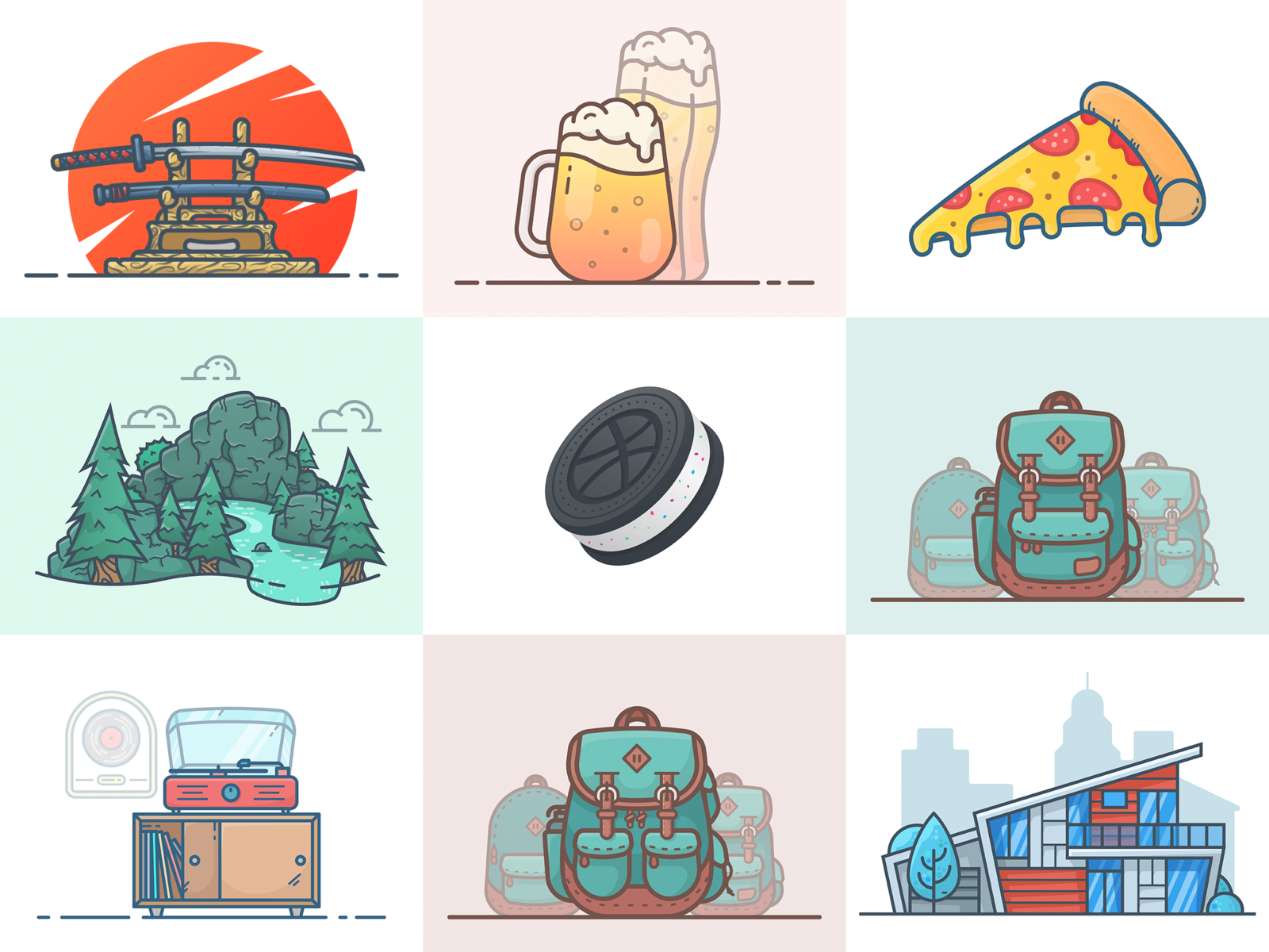 The Best of 2018 best best 9 design icon illustration minimal top 9 travel illustration vector waterfall illustration