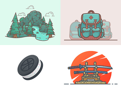 2018 2018 backpack best of cookie dribbble icon illustration katana outline vector waterfall