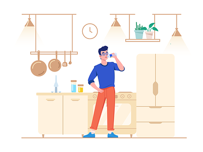 Drink More Water - Healthy Lliving 2020 character character design character illustration drink flat illustration healthy healthy lifestyle illustration illustrator kitchen vector water