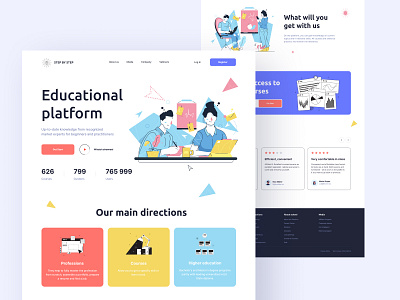 Online Learning Platform - Landing page "Step" academy design education graphics icons illustration interface landing page learning platform online course online school school students teach tool ui ux web web design website