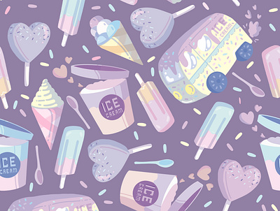 Pastel Summer branding design fabric pattern graphic design ice cream illustration pastel pattern repeating vector