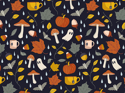 Autumn Vibes autumn design fabric pattern graphic design halloween illustration pattern repeating vector