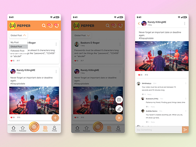 Feed Page - Pepper Live App apps design feed page figma live streaming ui ux ux design