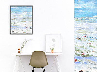 Winter landscape in January christmas time december fine art gouache illustration landscape nature painting winter winter nature