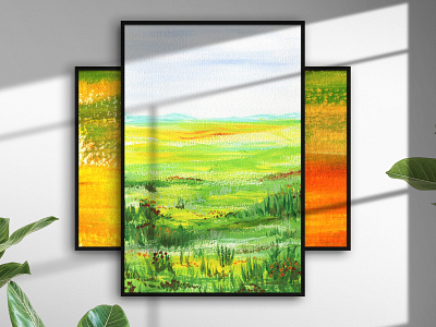 Summer landscape. June fine art gouache illustration june landscape nature summer summer time valley